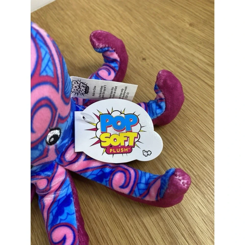 Pop Art Soft Swirls The Octopus Plush Beanie Toy Collectible Small